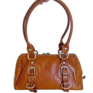 I Medici Firenze Italian Brown Leather Shoulder Bag Double Buckle Purse